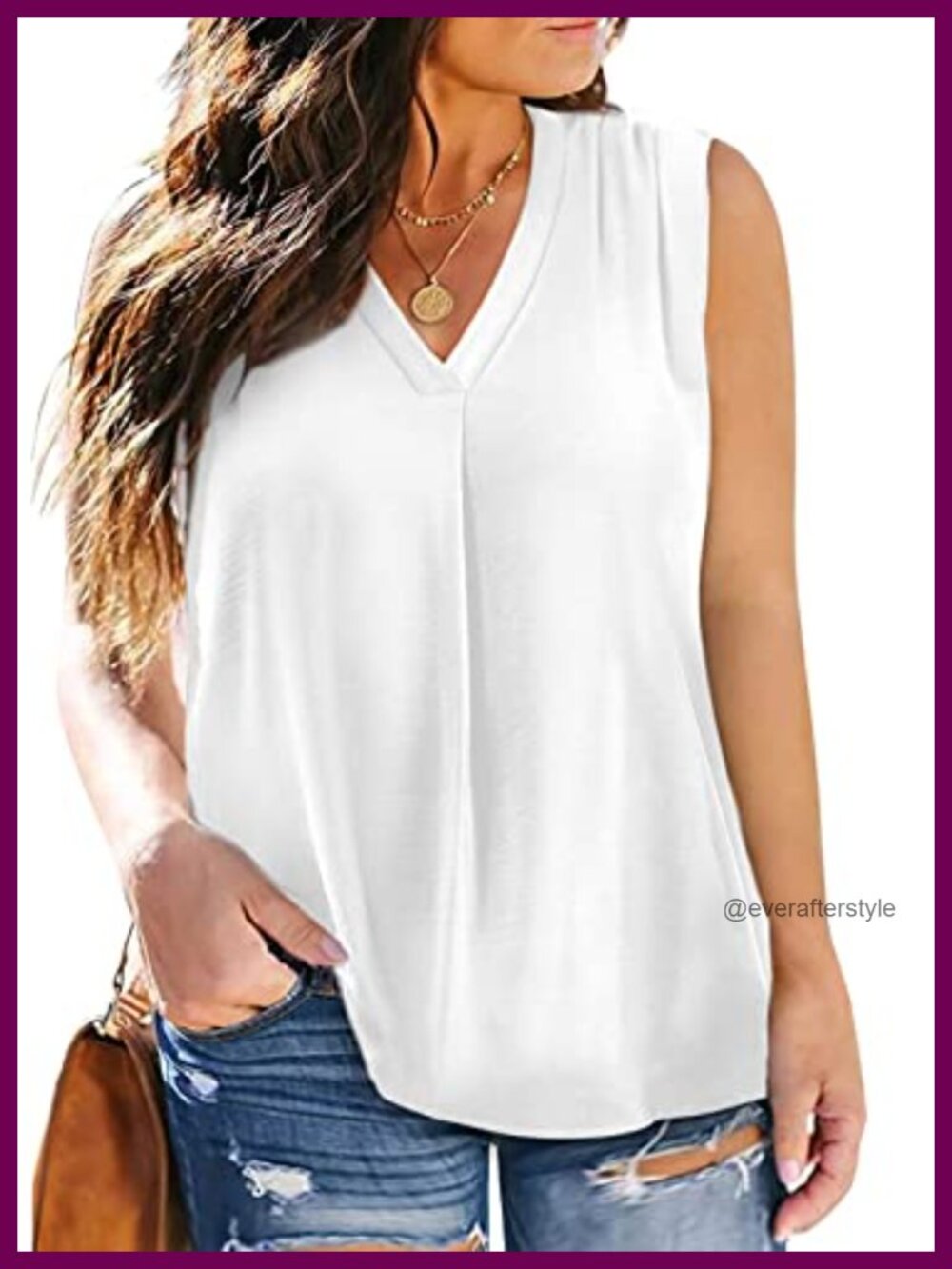Plus Size Sleeveless V Neck Tank Top Pleated Chiffon Blouse